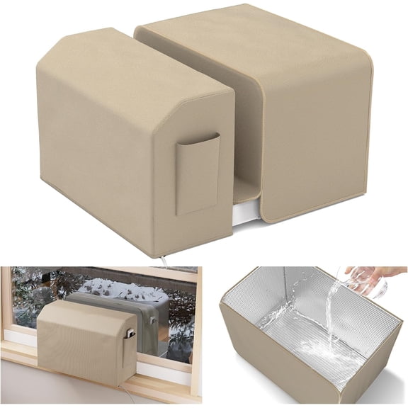 Window Air Conditioner Covers Kit for U-Shaped Window AC Unit,Outdoor Weatherproof 3 Layers Insulation  Foil Cover & Matching Indoor Cover for U AC, Protect Your AC During Winter
