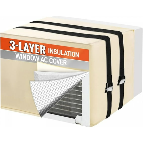 Window Air Conditioner Covers for Outside Unit to Protect AC and Winter Insulation, Waterproof  Snowproof AC Covers with 3 Layers Insulation,for  21" W x 15" H x 16" D