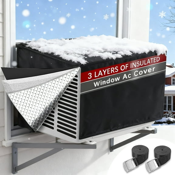 Window Air Conditioner Covers for Outside Unit for Winter Insulation,3 Layers Insulation Waterproof & Windfroof AC Covers for Outside Window Units