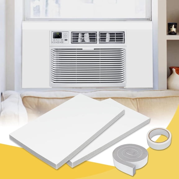 Window Air Conditioner Foam Insulated Panel, 17-Inch High x 9-Inch Wide All Season Protection Window AC Side Panels Kit with Air Conditioner Top Seal Strip