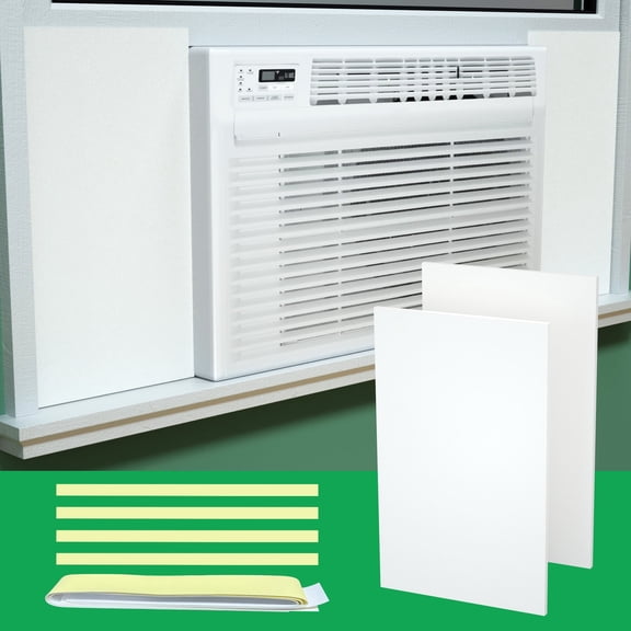 Window Air Conditioner,Side Insulated Foam Panel, Summer/Winter Heat and Draft Insulating,Full Surround Insulation Panels Window Seal with 4 pressure strips
