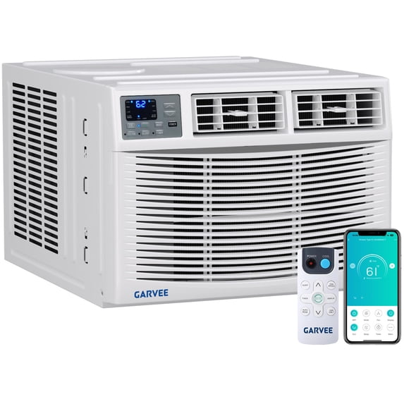 Window Air Conditioner with Heat, 5-in-1 Smart AC Heater Combo, WiFi & Voice Control, Dehumidifier & Fan, 24H Timer & Remote, Cools & Heats