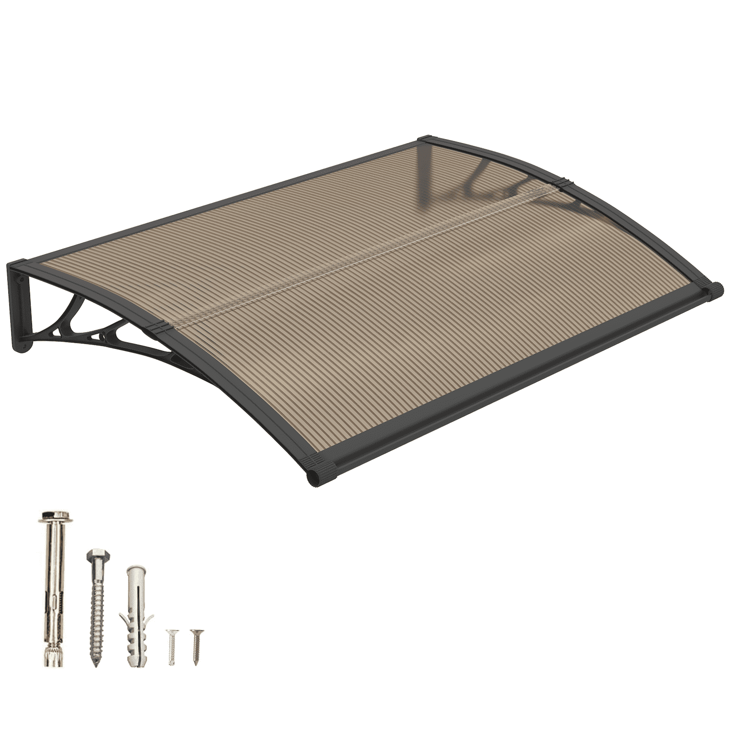 32" x 40" Black Bracket Brown Polycarbonate Window Door Awning