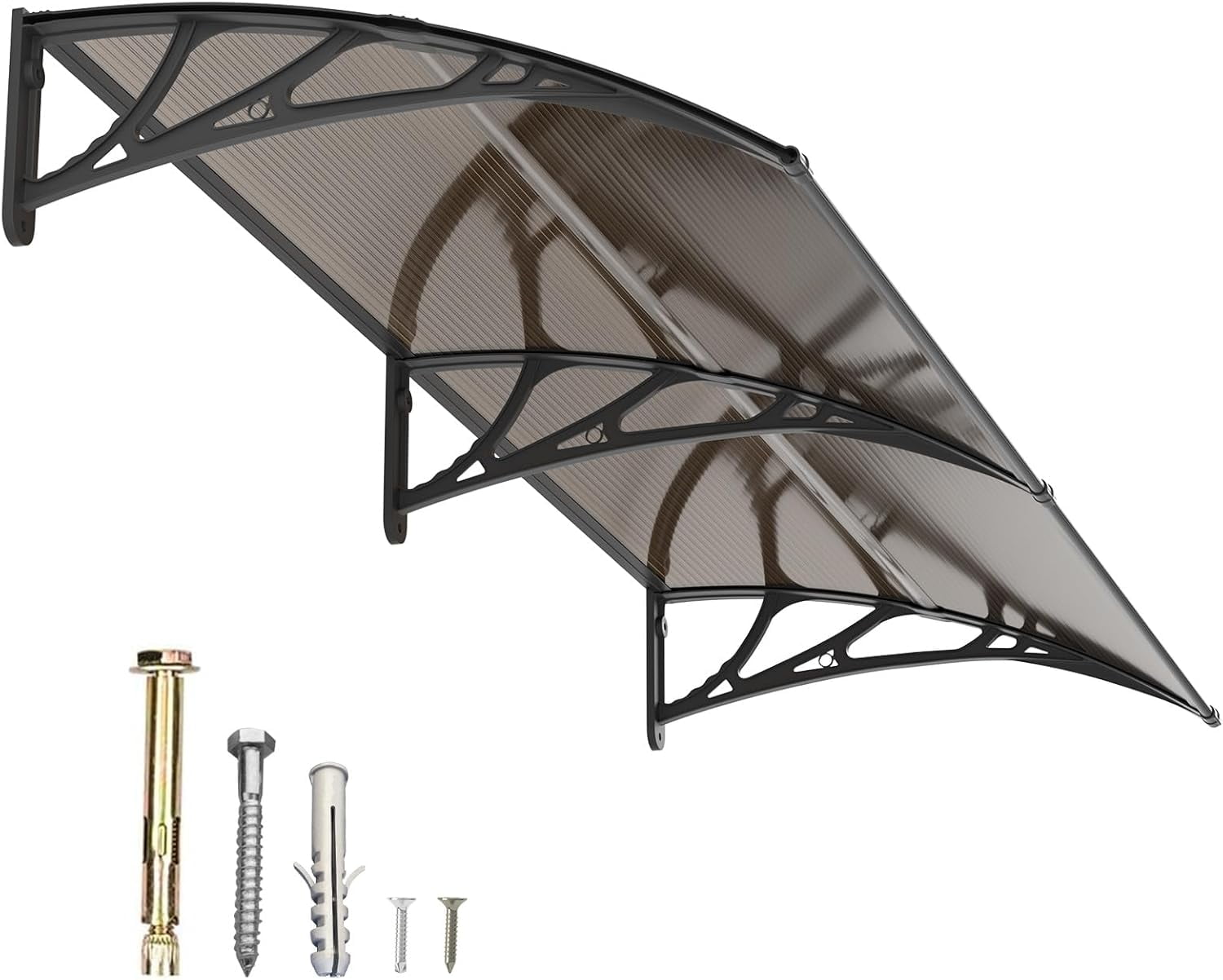 40" x 80" Brown Polycarbonate Window Door Awning with Black Bracket