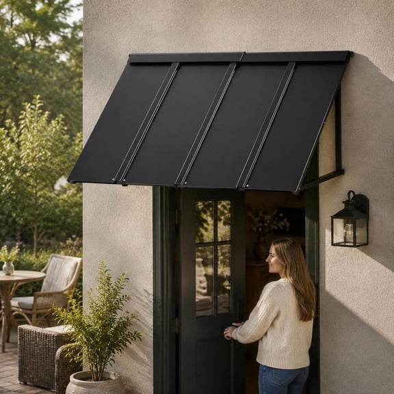 Window Awning Door Canopy, 44 X 24 In, Steel Stable Triangle Frame for Rain, Snow, Sunlight Protection