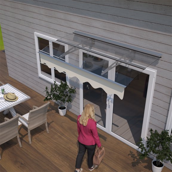 Window Awning Door Canopy W59"xD34" Polycarbonate Cover Front Door Patio Awning Canopy Sunlight Rain Protection Solid Sheet