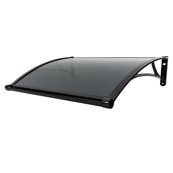 Window Awning Door Canopy with Gutter, 40"x30" Patio Porch Awning, UV Rain Snow Protection, Hollow Sheet (Black Bracket+Black Board)