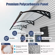Window Awnings Canopy with Drainage Sink, Large Sink Awning Canopy Waterproof Window Awning Front Door Eaves Canopy for Window Balcony Yard Black and Brown 40*40inch