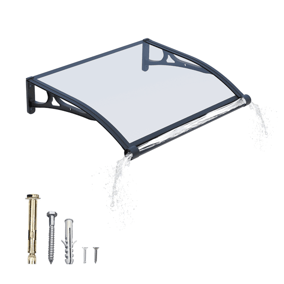Guansu Heavy-Duty Patio Awning, Solid PC Panel & Aluminum Bracket for Superior Strength, Brown, 22x40 Inch