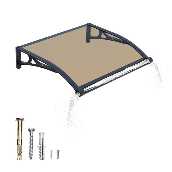 Guansu Solid Polycarbonate Awning with Aluminum Alloy Frame, High Load Capacity for Door and Window, 22x40 Inch