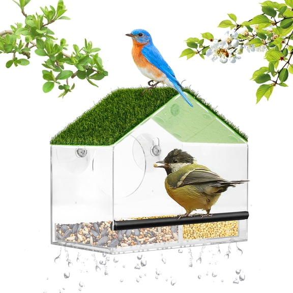 Window Bird Feeder,  Acrylic Transparent Birdfeeders for Wild Birds, with Strong Suction Cups and Seed Tray