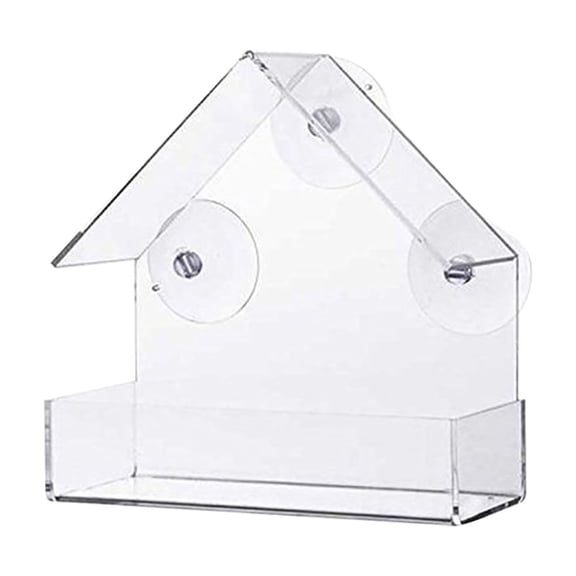 Window Bird Feeder with Non-Marking Self-Adhesive Hooks – Clear and Transparent, Strong Suction Cups for Outside Wild Bird Watching, Easy to Fill and Clean for Garden Decor