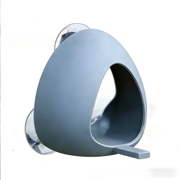 Window Bird Feeder for Outdoors, Acrylic Bird Feeder with Strong Suction Cups, Perfect for Up-Close Viewing, Removable Seed Tray with Drain Holes to Keep Nuts Fresh & Dry, Gray