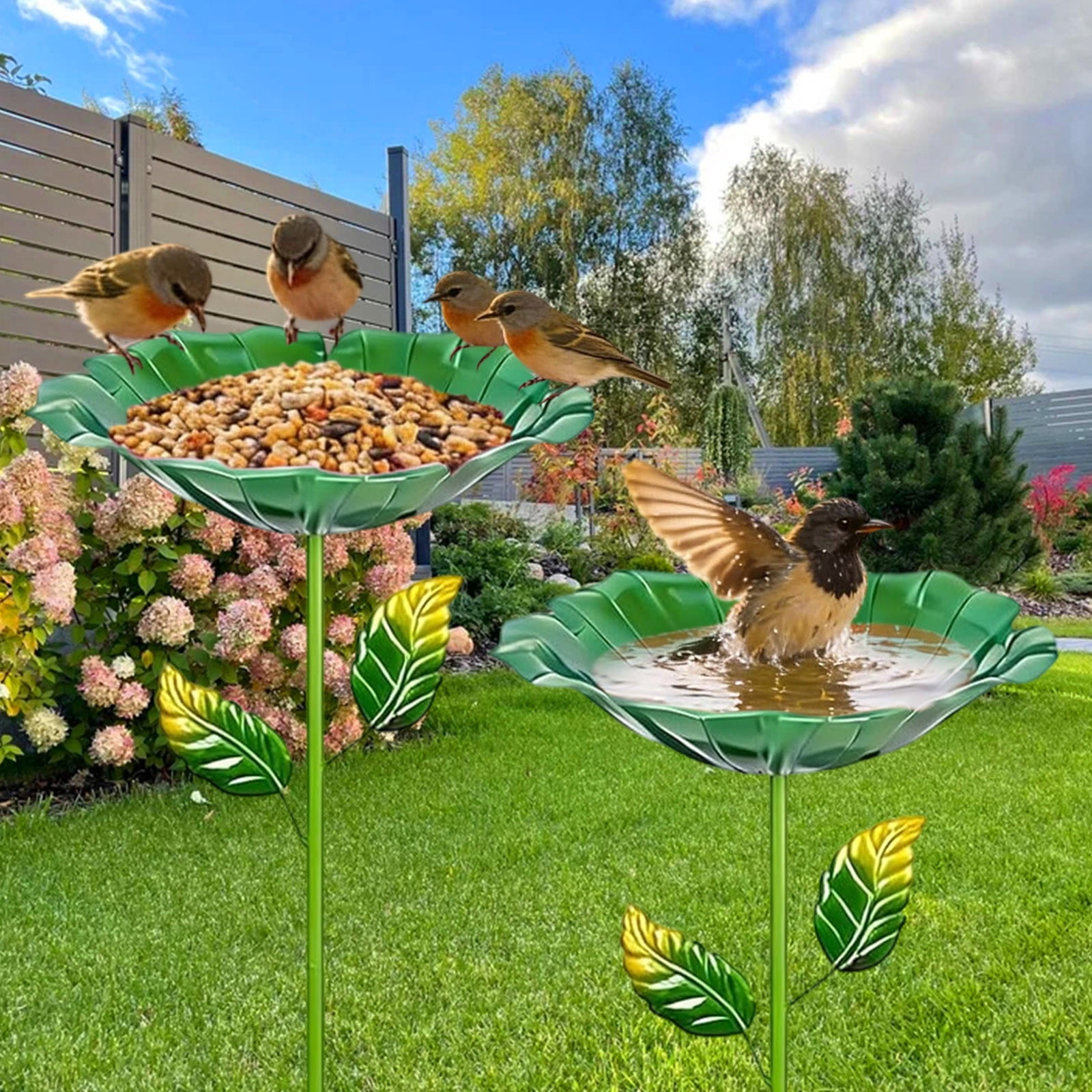 Window Bird Feeder Standing Bird Bath Metal Bird Bath Garden With Stake Water Drinker For Birds Removable Bird Bath Vintage Garden Decoration for Outdoors Hanging