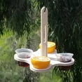 thumbnail image 1 of Window Bird Feeder with Suction Cups – Wooden Hanging Handheld Flower-Shape Feeder with 4 Feeding Slots, Indoor Outdoor Window-Mounted Feeder for Apples, Seeds & Bread, 1 of 3