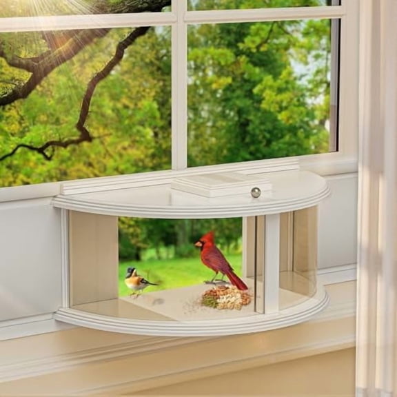 Window Bird Feeder for Viewing, 180 Extra Large Capacity Clear View Window Tray Bird Feeder, Fits Windows 31-41" Wide, Durable, Elegant, Window Bird Feeder Inside House - Best Gifts for Bird Lovers