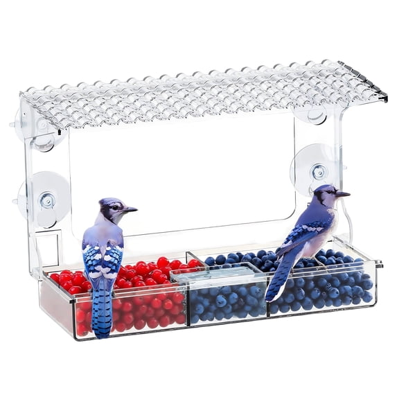 Window Bird Feeders With Strong Suction Cups,Acrylic Clear Birdhouse and Wild Birdfeeder for Window Viewing Box,Glass Bird Houses for Viewing Inside,Outdoors,Gifts for Cat