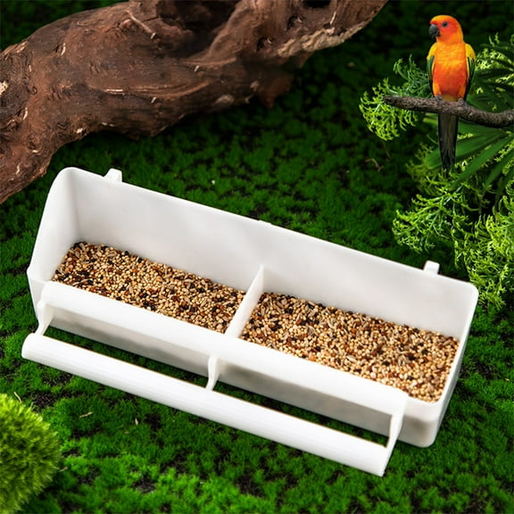 Window Birds Feeder - 8.9"x2"x3.9" Double Function Tray, White Bath and Feeder Combo for Outdoor Garden Viewing, Easy to Clean