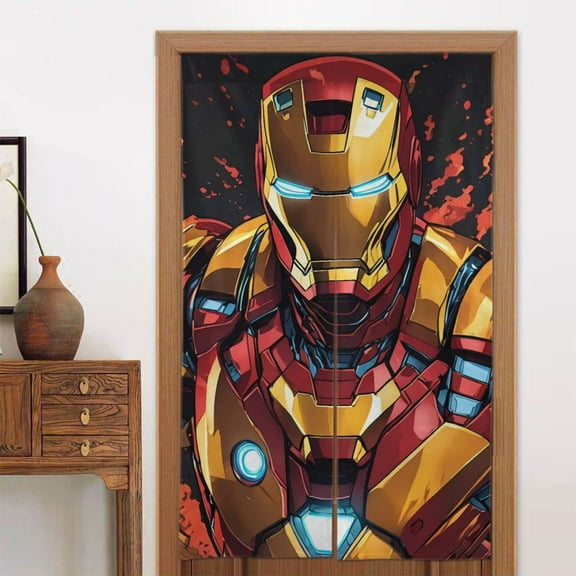 Window Blackout Curtains Iron Man Door Curtain Indoor Partition Shading Decor for Doorways Bedroom 2 Panel