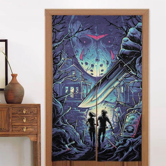 Window Blackout Curtains Jason Voorhees Friday the 13th Door Curtain Indoor Partition Shading Decor for Doorways Bedroom 2 Panel