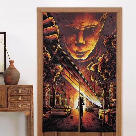 Window Blackout Curtains Michael Myers Door Curtain Indoor Partition Shading Decor for Doorways Bedroom 2 Panel