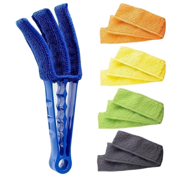 Window Blind Cleaner Duster Brush, Blue Tool with 5 Washable Microfiber Sleeves