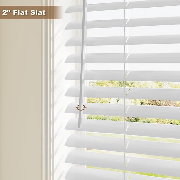 Window Blinds, 2'' Cordless Blind for Indoor Windows, 35" W X 64" H Mini Blinds, Light Filtering Blinds & Shades, Horizontal Window Blinds for Home Bedroom Living Room Bathroom Kitchen, White