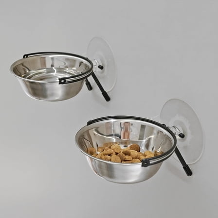Window Bowls for Indoor Cats, 12 Ounces  Bowl for Window,  Proof  Feeding Station, Foldable Stainless Bowl ( of 2)