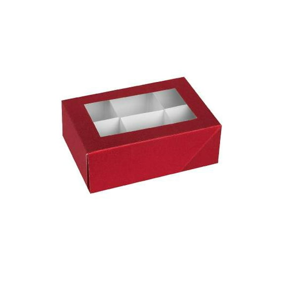 Window Box 7"X5"X2.5" Red With Six Sections 12 Pack