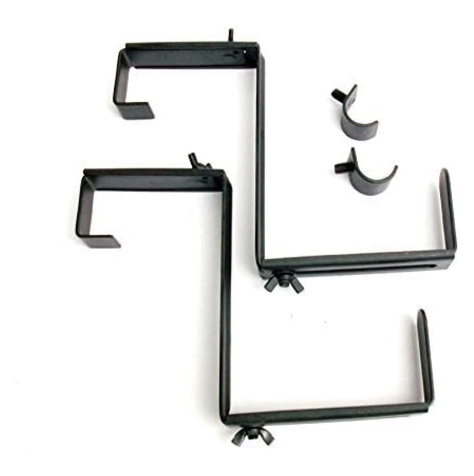 Window Box Brackets 2-Pack, 6.75-in Steel Planter Holders - Adjustable Rail & Trough Mounts for Patio, Deck, Garden - Universal Flower Box Bracket Kit