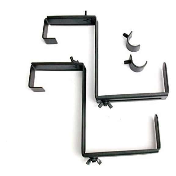 Window Box Brackets 2-Pack, 6.75-in Steel Planter Holders - Adjustable Rail & Trough Mounts for Patio, Deck, Garden - Universal Flower Box Bracket Kit