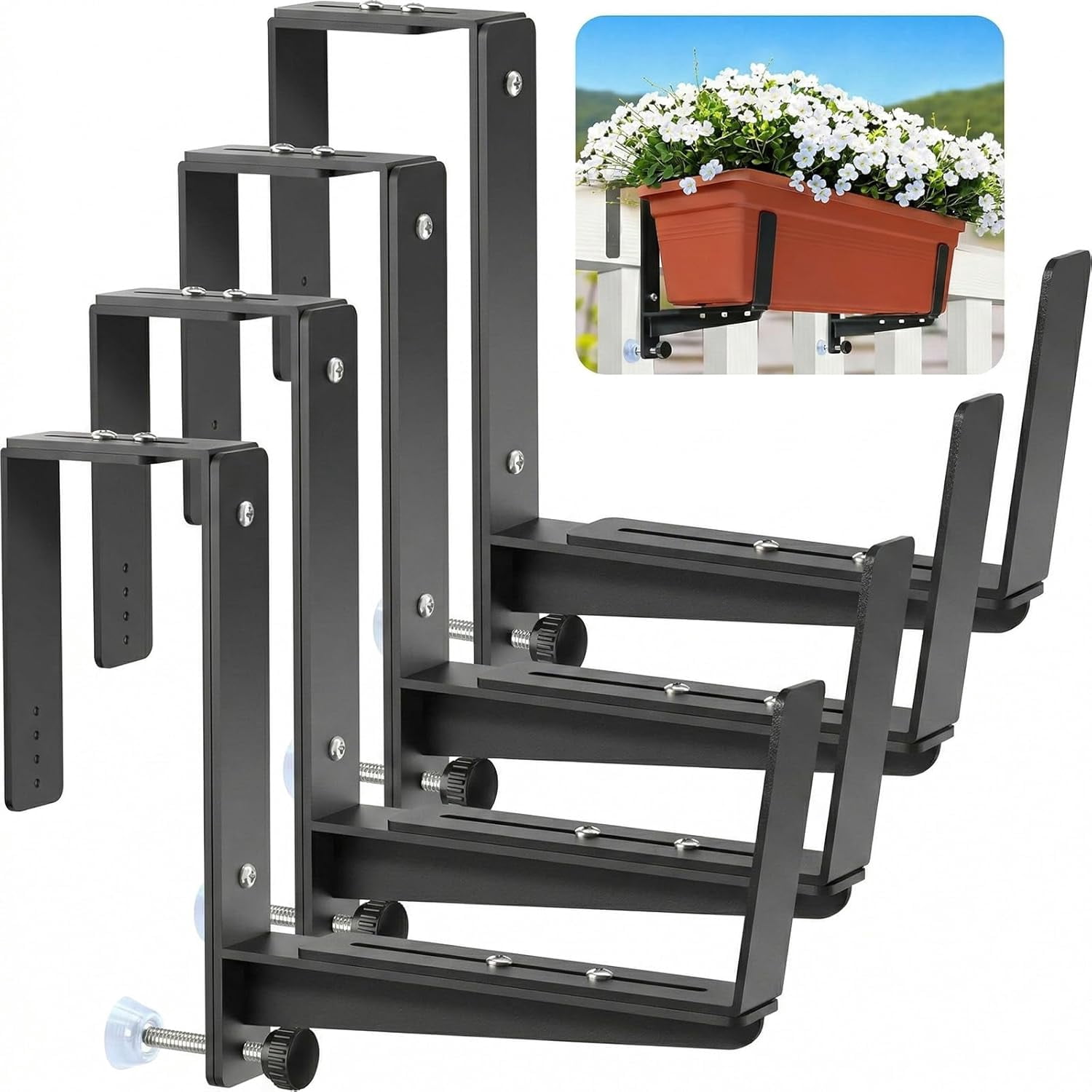 Window Box Brackets, Adjustable Planter Box Brackets, Heavy Duty Iron ...
