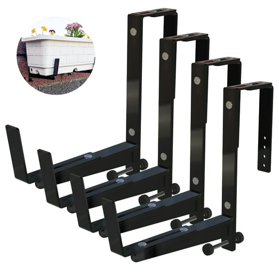 Adjustable Window Box Brackets for Railing – 4 Pcs Planter Holders