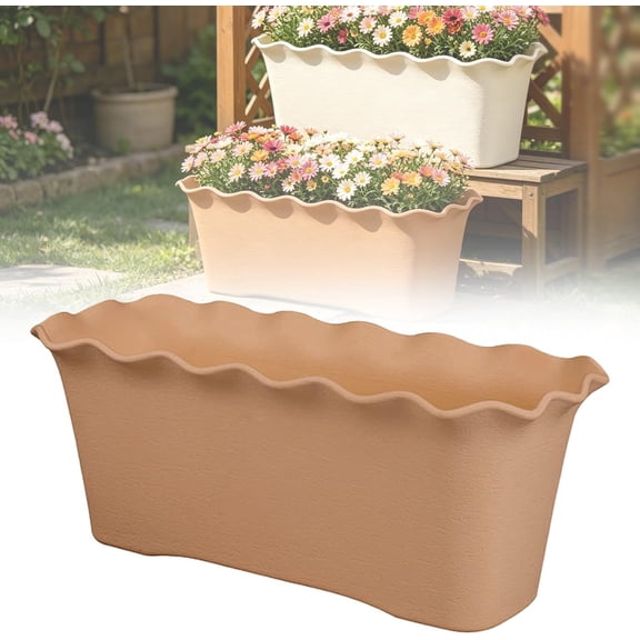 Window Box Planter 12 Inch Long Flower Pots for Spring Flowers Vegetables Herbs Plastic Window Planter Box Windowsill Plant Pot Indoor Outdoor Garden Balcony Porch Kitchen Home Decor(B)