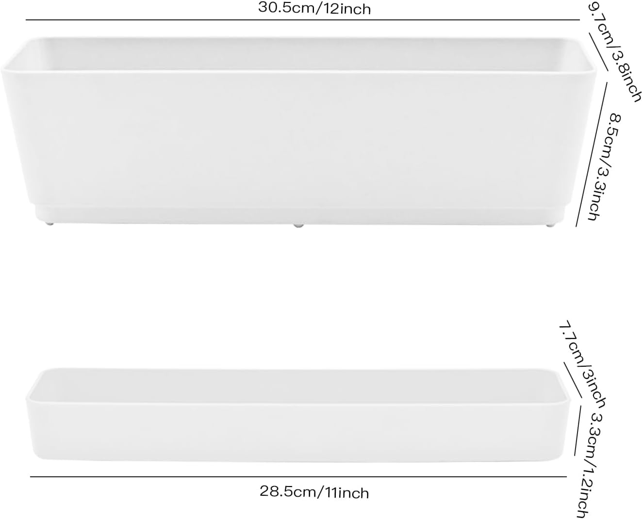 Window Box Planter, 12 Inches Flower Window Boxes, Rectangle Planters