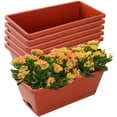 thumbnail image 1 of Window Box Planter, 12 Pack Plastic Vegetable Flower Planters Boxes 17 Inches Rectangular Flower Pots with Saucers for Indoor Outdoor Garden, Patio, Home Decor (Brick red), 1 of 6