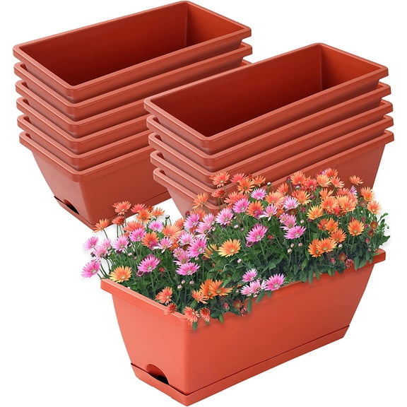 Window Box Planter,12Pack Plastic Vegetable Flower Planters Boxes