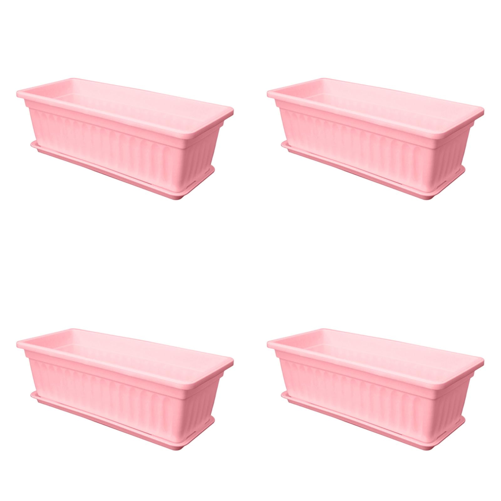 Window Box Planter, 17 Inches Vegetable Flower Plastic Planter Boxes with Tray, Rectangular Planter Indoor and Outdoor Flower Pots for Windowsill, Patio, Porch, Garden, Balcony