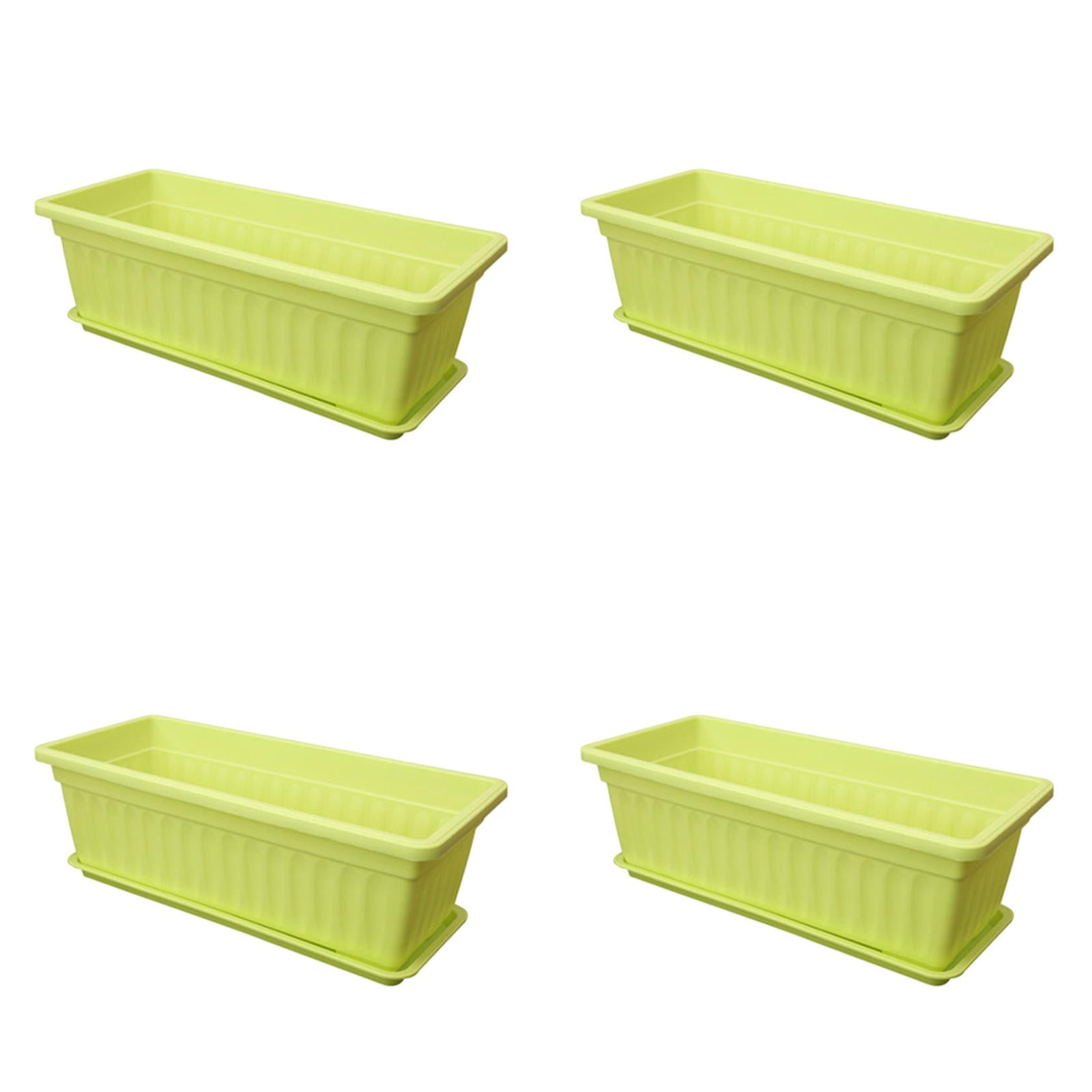 Window Box Planter, 17 Inches Vegetable Flower Plastic Planter Boxes with Tray, Rectangular Planter Indoor and Outdoor Flower Pots for Windowsill, Patio, Porch, Garden, Balcony