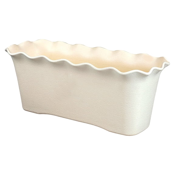 Window Box Planter, Flower Window Boxes, Rectangle Planters Box, Wavy Ruffled Edge , Plastic Vegetable Planters for Windowsill, Patio, Garden, Porch, Yard, Balcony, Home Decor, White, 16x6.9x6.3 Inch
