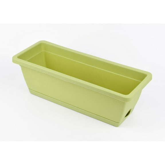 Window Box Planter, Plastic Rectangle Planter Vegetable Flower Planters Boxes, 17 Inches Rectangular Flower Pots with Saucers for Indoor Outdoor Garden, Patio, Home Decor