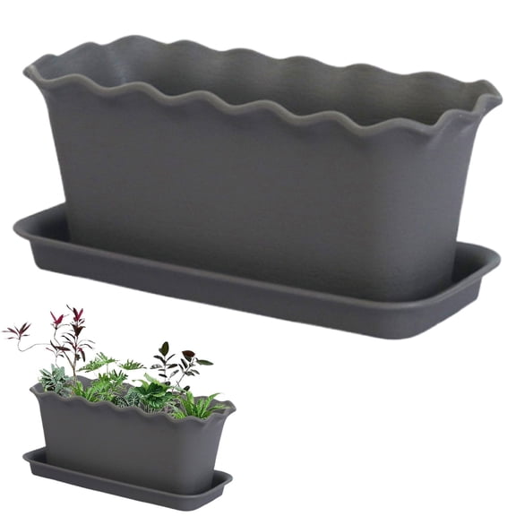 Window Box Planter Pots Rectangular Indoor Outdoor Planter With Drainage Tray Modern Windowsill Planter For Herbs Vegetables Flowers Balcony Garden Home Decor Small Medium Planter Box Set
