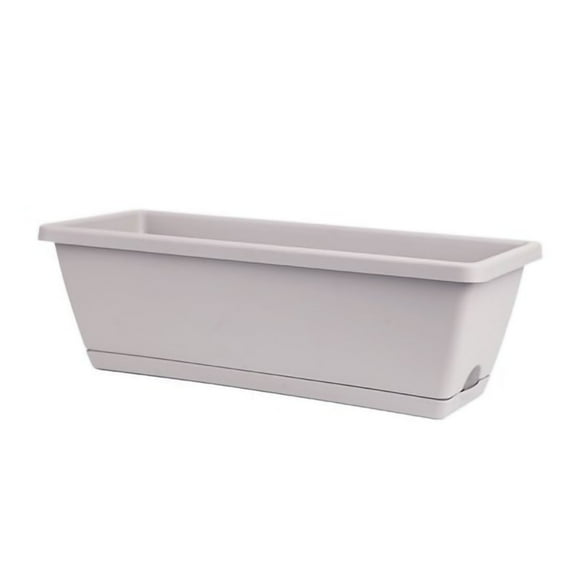 Window Box Planter, Rectangular Planter Box, Plastic Flower and Vegetable Planting Pots Plant Containers for Indoor Outdoor Garden, Patio, Home Decor L-Light Gray