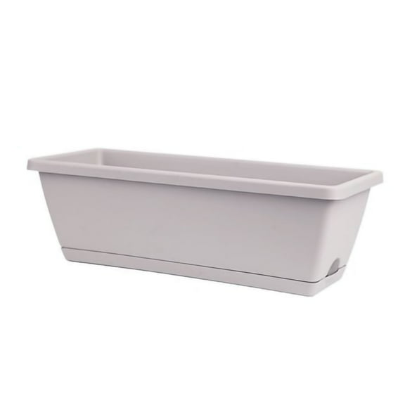 Window Box Planter, Rectangular Planter Box, Plastic Flower and Vegetable Planting Pots Plant Containers for Indoor Outdoor Garden, Patio, Home Decor L-Light Gray