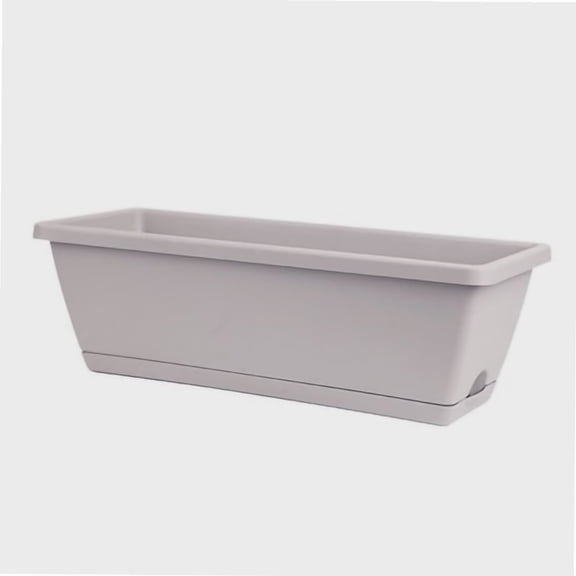 Window Box Planter Rectangular Plastic Vegetable Flower Planters Boxes Flower Pots for Indoor Outdoor Garden Patio Home Decor[43x19cm/16.7x7.5in-Light Grey]