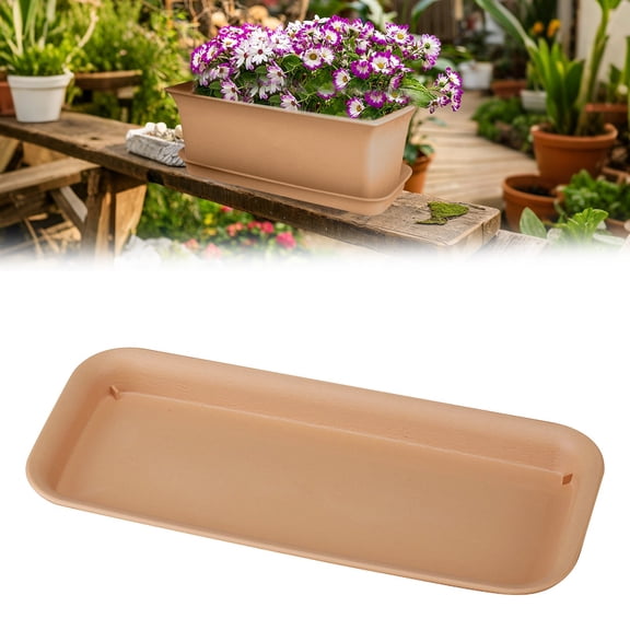 Window Box Planter Tray,1 Pc Brown 15.7 x 6.7 Inch Rectangle Planter Tray ,Plastic Vegetable Flower Planters Boxes for Outdoor Indoor Window Garden Backyard,Flower Box Tray