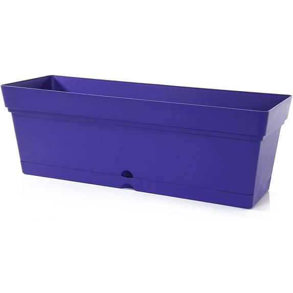 Window Box Planter, Window Planter Box for Indoor Outdoor Use, Rectangular Pots with Saucers & Drainage Holes, Decorative Plant Pots for Window Sill, Shelf, Desktop, 19" Wx6.75 H, Purple