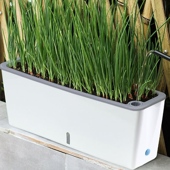 Window Box Planters with Drainage - Large Rectangular Flower Pots for Balcony, Porch & Indoor Use - Plastic Herb & Succulent Planters for Windowsills, Gardens & Patios
