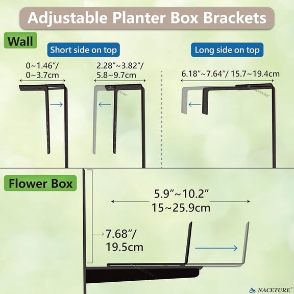 Window Box for Railing- 4 Pcs Adjustable Planter - Sturdy, Stable Flower Box for Railings, Balconies and Fences- Upright Railing Plant Holder (Black 4 Pack)