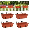 thumbnail image 1 of Window Boxes Planters 17’’ Railing Planter Box with Adjustable Brackets, 4 Pack Hanging Deck Railing Planters Rectangular Flower Pots for Outdoor Patio Balcony Fence, 1 of 13